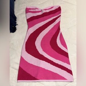 Pink Passion Swirl Strapless Knit Dress